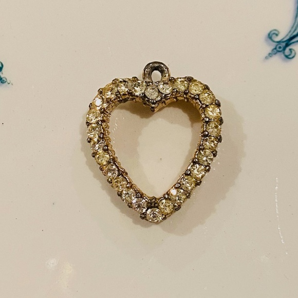 BUNDLE ONLY Vintage Pearl & Rhinestone Reversible Heart Charm/Pendant - Picture 4 of 8